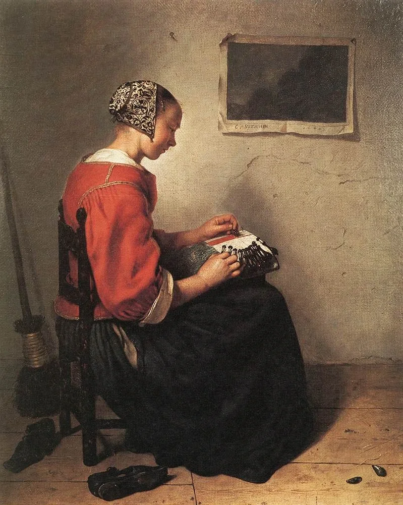 La dentellière de Caspar Netscher, 1662