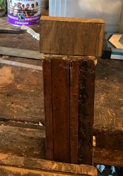 Greffe d’un tenon à peigne avant usinage