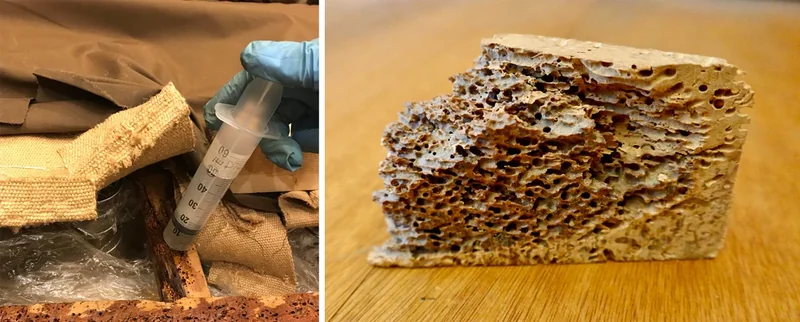 Consolidation de bois vermoulu / Bois attaqué par les vrillettes